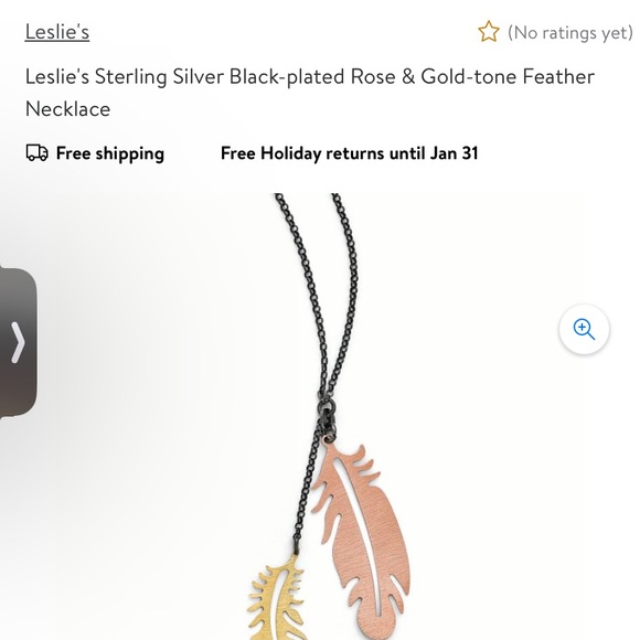 Sterling Silver Black-plated Rose & Gold-tone Feather Necklace - Picture 6 of 6